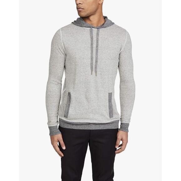 Billy Reid Contrast Stitch Sweater Hoodie Pullover Shirt Grey Large Linen Blend - Picture 1 of 16